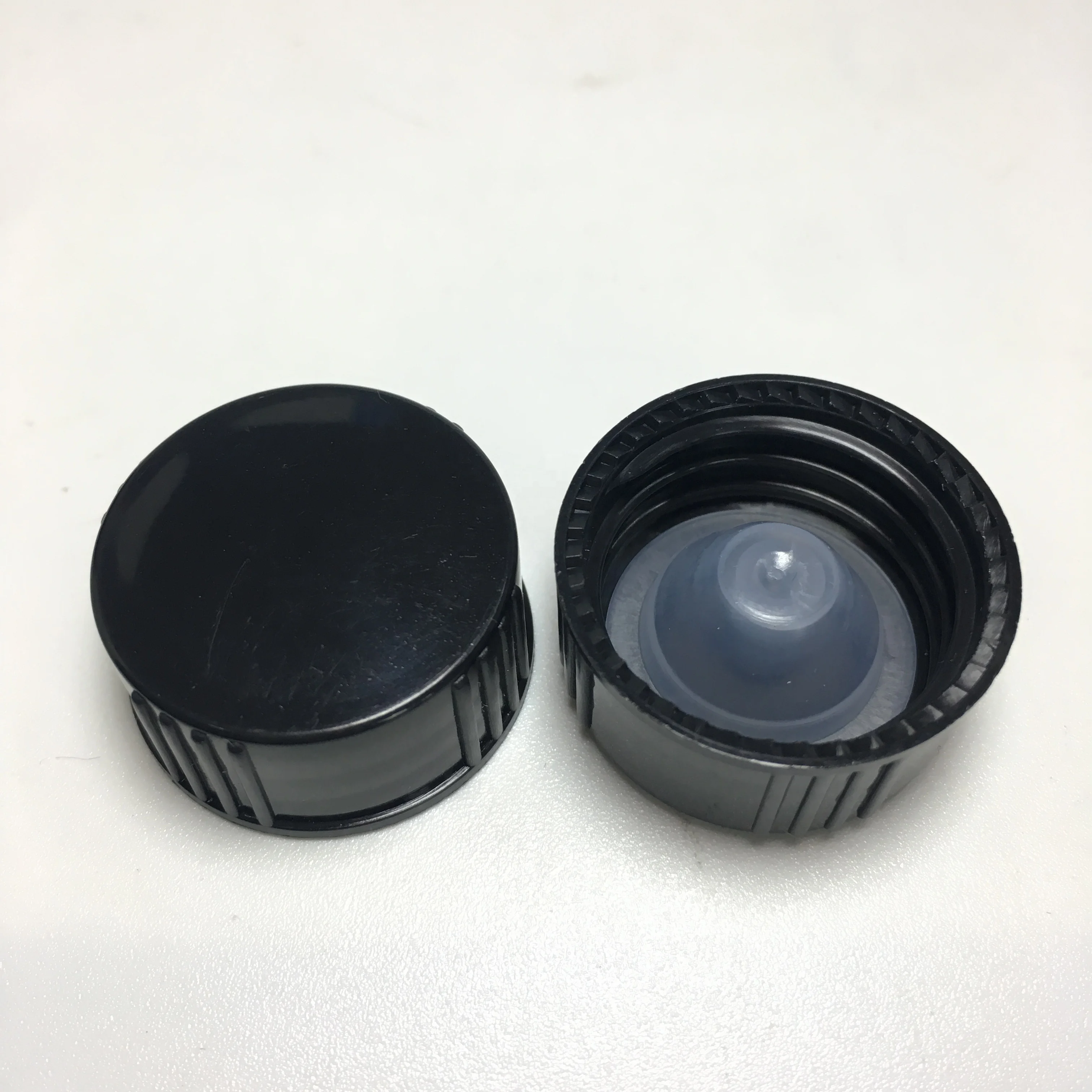 22mm Black plastic PP Cap/Black Polycone Caps for 4oz boston glass bottle