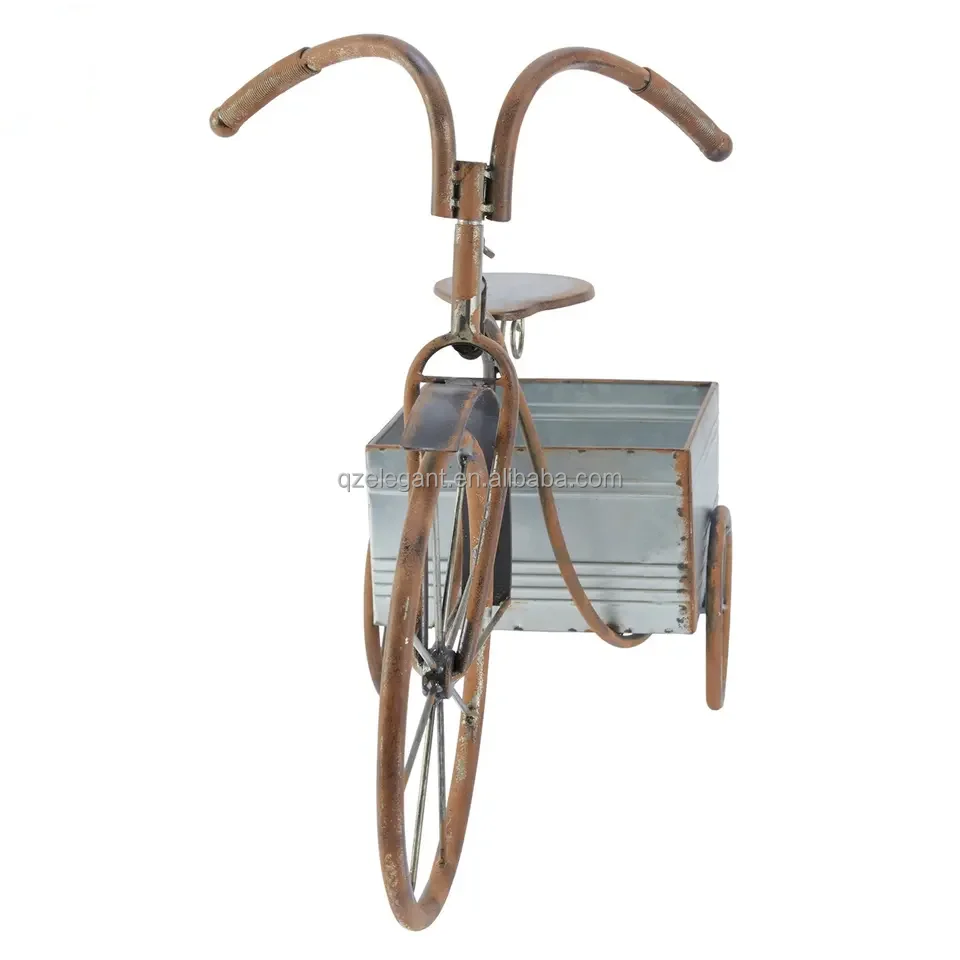 Iron metal galvanized bicycle car garden pots planter with stand