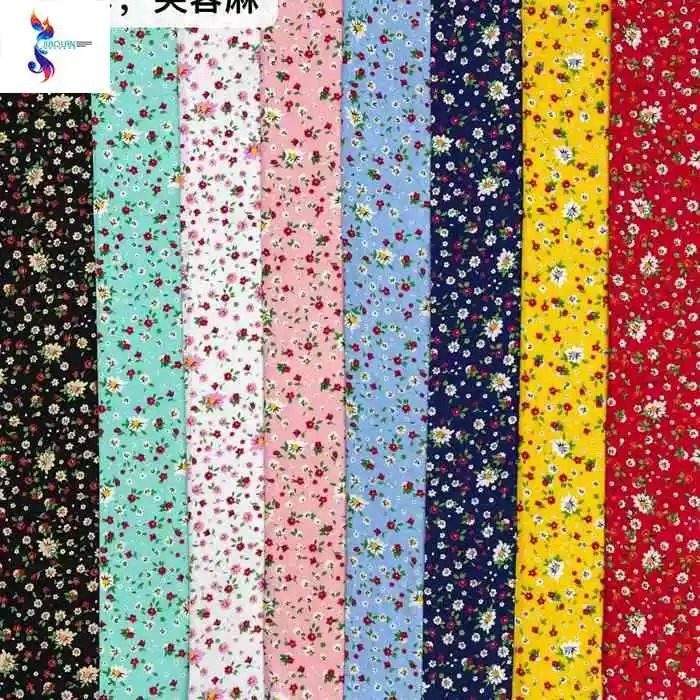 Shaoxing textile stock lot fabric woven printing poka 100%polyester for garment