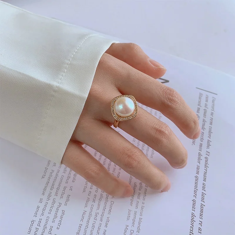 KAMMY Finger Jewelry Round Zircon Halo Design Luxury Fashion Jewelry 18K Gold Adjustable Wedding Engagement Rings For Women