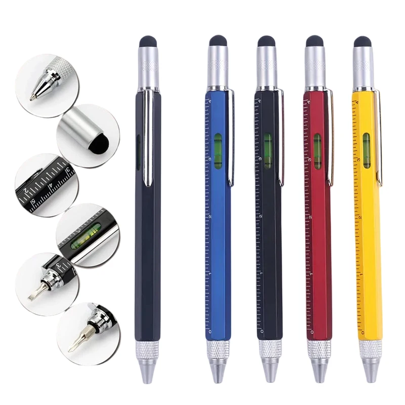 China Wholesale 6 in 1 Multitool Pen Gadgets Tools for Men Level Gauge Screw Driver Touch Screen Head Birthday Gifts