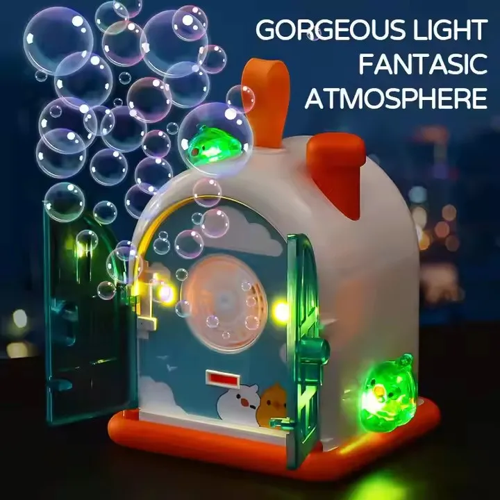Dreamy House Bubble Machine Toy With Light Automatic Fantasy Bubble Blower Machine Toy Outdoor Soap Water Toy Best Gift For Kids