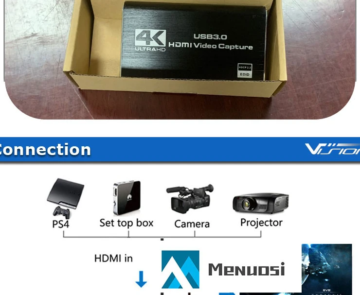 HD MI-IN видеозахвата USB3.0 1080P 60FPS карта захвата коробка для Windows