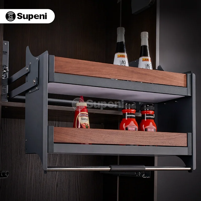 Supeni Pull Out Cabinet Drawer Multifunction  Basket Kitchen Lift Basket Pull Out Baskets Lift