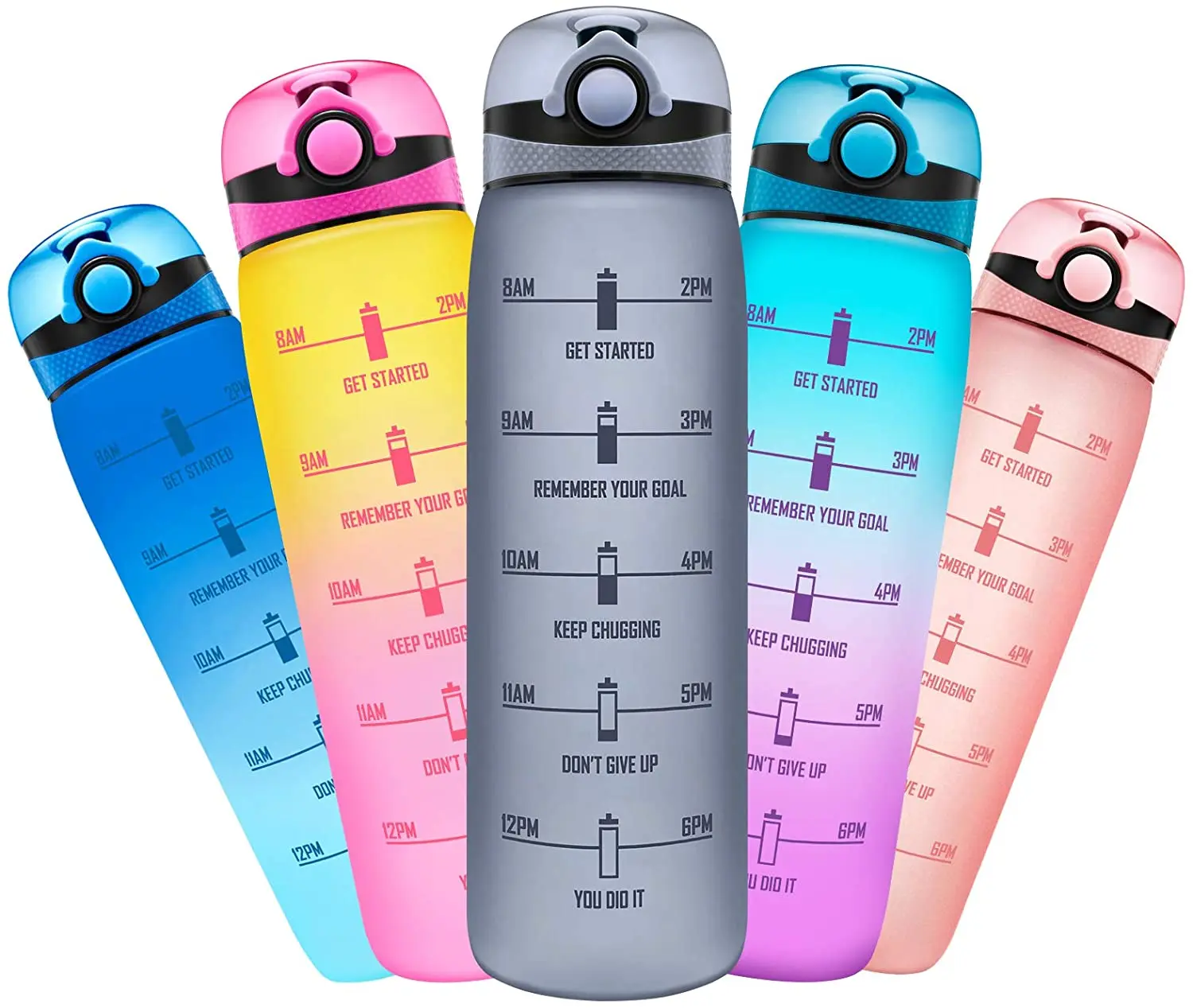 Fitness Tritan Sk Bpa Free Plastic Protein Custom Logo Motivational Water Bottle For Sport