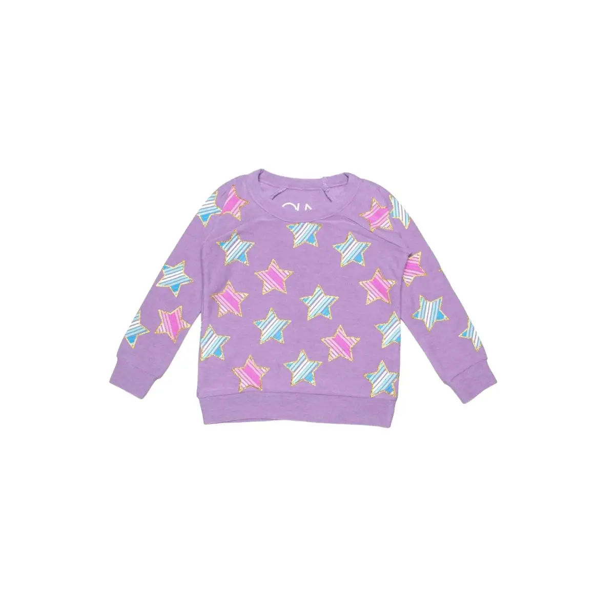 Stylish Girl Clothing Set Gradient Stars Printing Black Long Sleeves Summer T Shirt Set