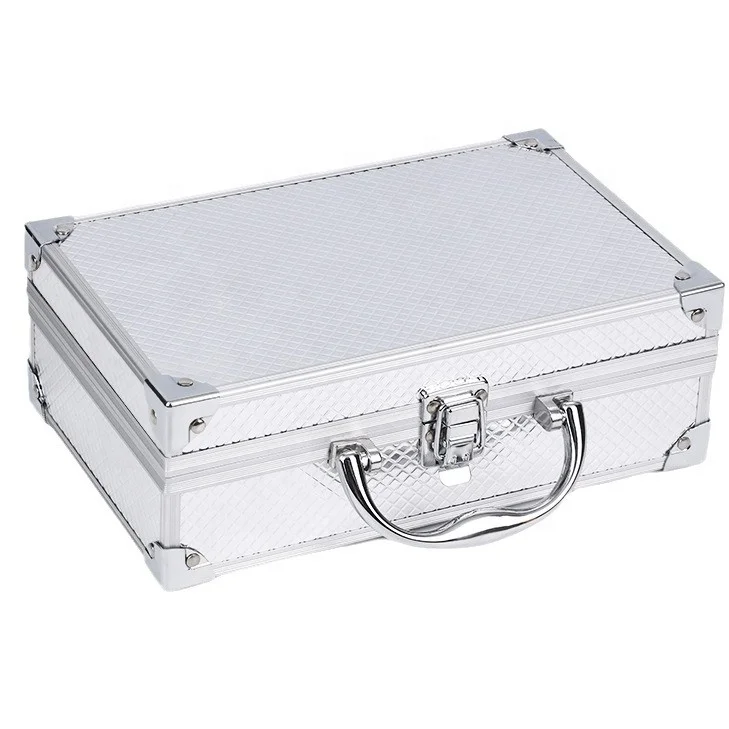 Custom Logo Black Silver Rechargeable USB Type Built-in Foam Electronic Charging Gatling-shape Laser Pointer Aluminum Briefcase