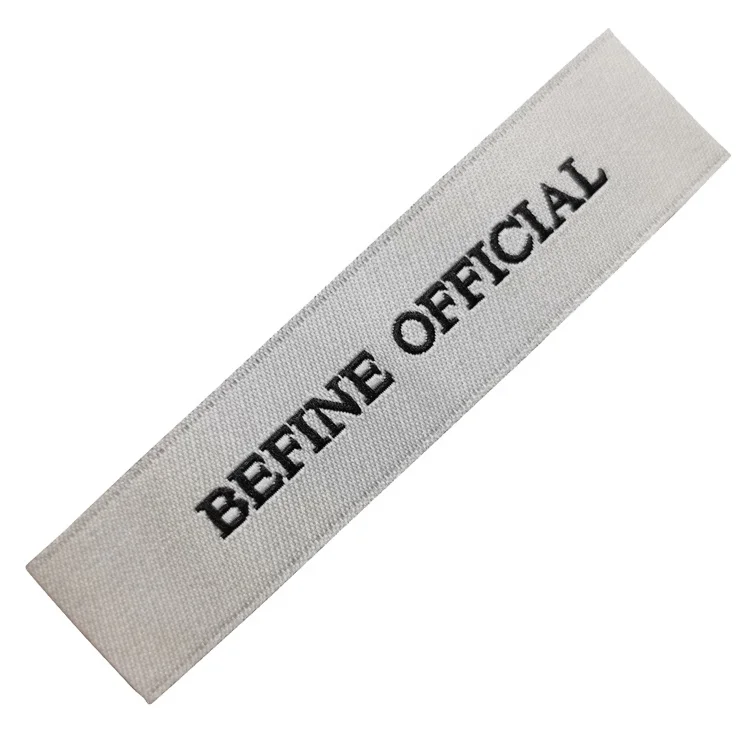 Cut Satin Ribbon Woven Labels Cloth Smooth Garment Labels Washable Machine Custom Made High Density Straight Machine Weaving