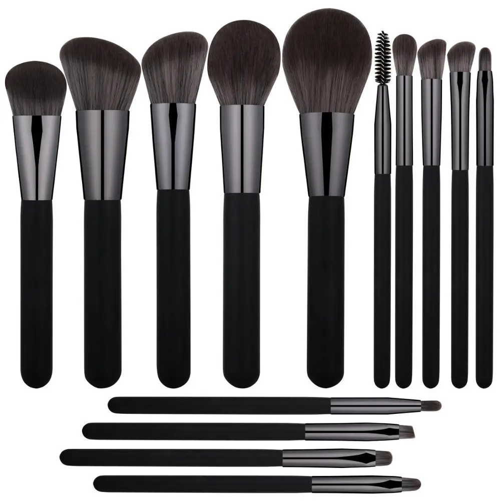private label wood handle synthetic hair cosmetic makeup brush sets facial makeup brushes
