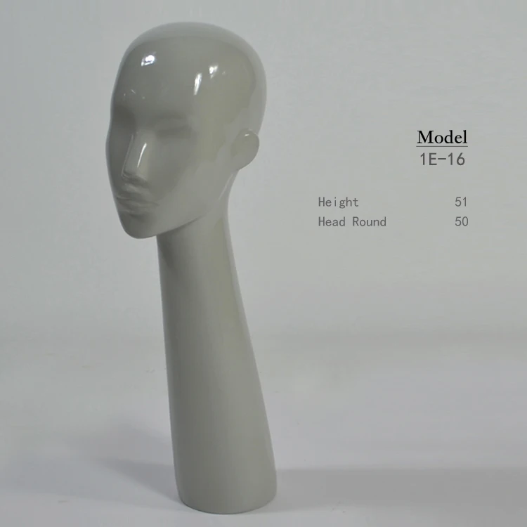 export quality FRP long neck wig mannequin head form for hat display