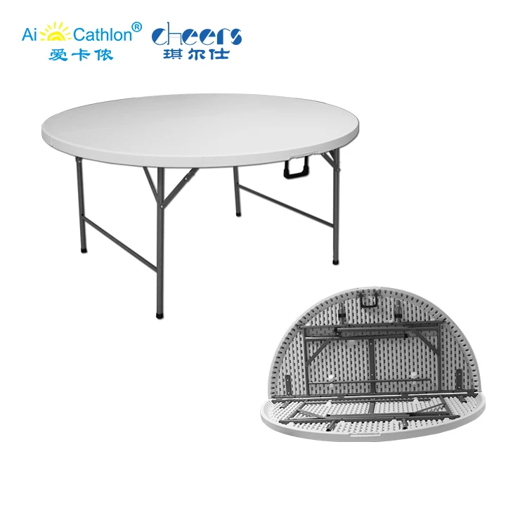 Blow Molded Outdoor Folding Table Waterproof 6ft Lightweight Folding Round Plastic Table