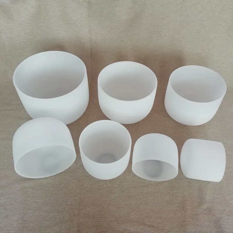 Sound Healing 440hz 432hz Classic White Frosted Quartz Crystal Singing Bowls with All Chakra Notes