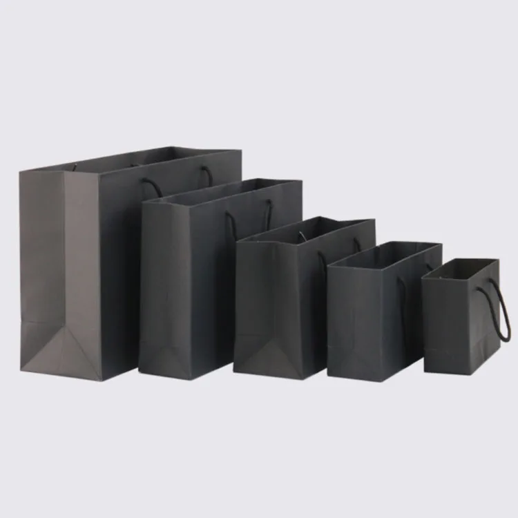 Custom luxury print black shopping paper bags with your own logo