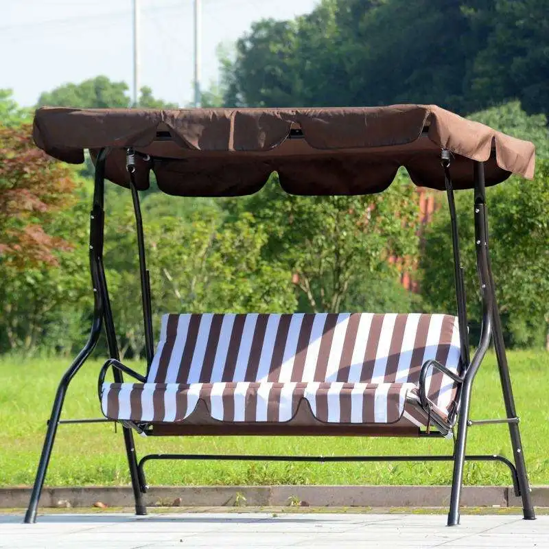 Customized 3 Seat Outdoor Patio Leisure Hanging Swinging Garden Chairs With Awning And Cushion