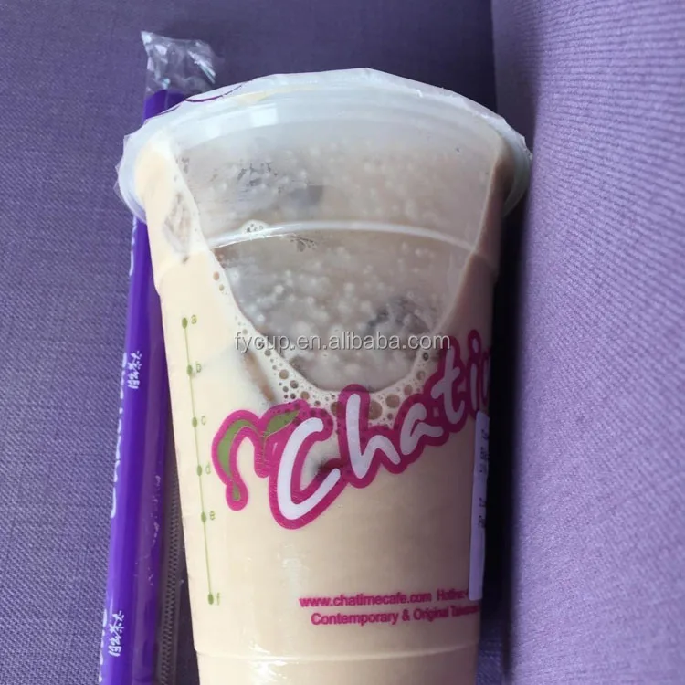 95mm caliber ice coffee cup beverage manufacturer disposable plastic PET cup with cover boba tea yogurt customizable slush cups