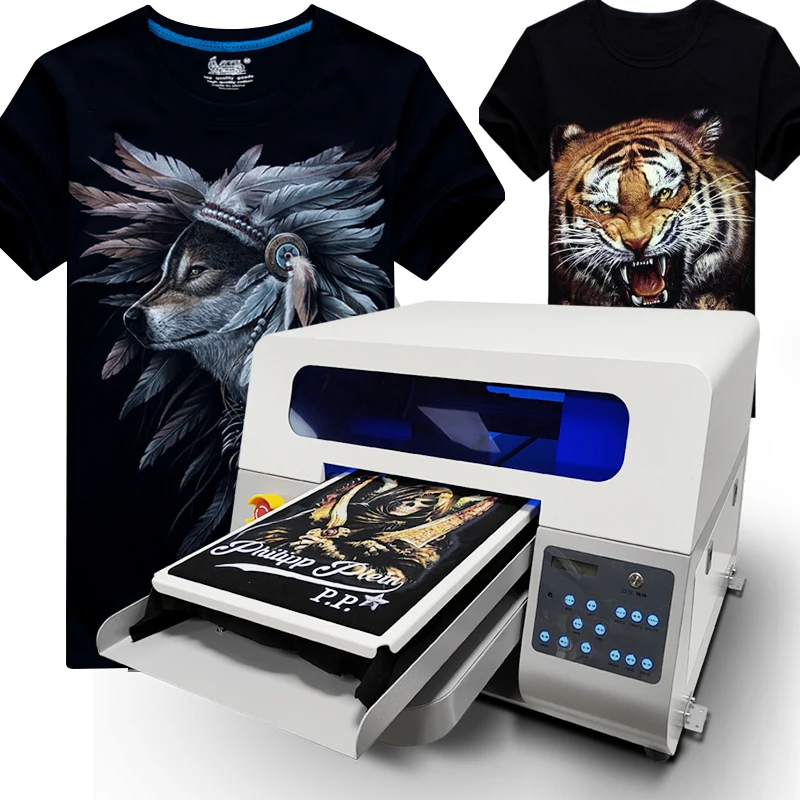 High quality  Dtg t- Shirt Printing Machine A3 6 Colors 3d Photo Effect Textile Printer Use For Fabric Printing