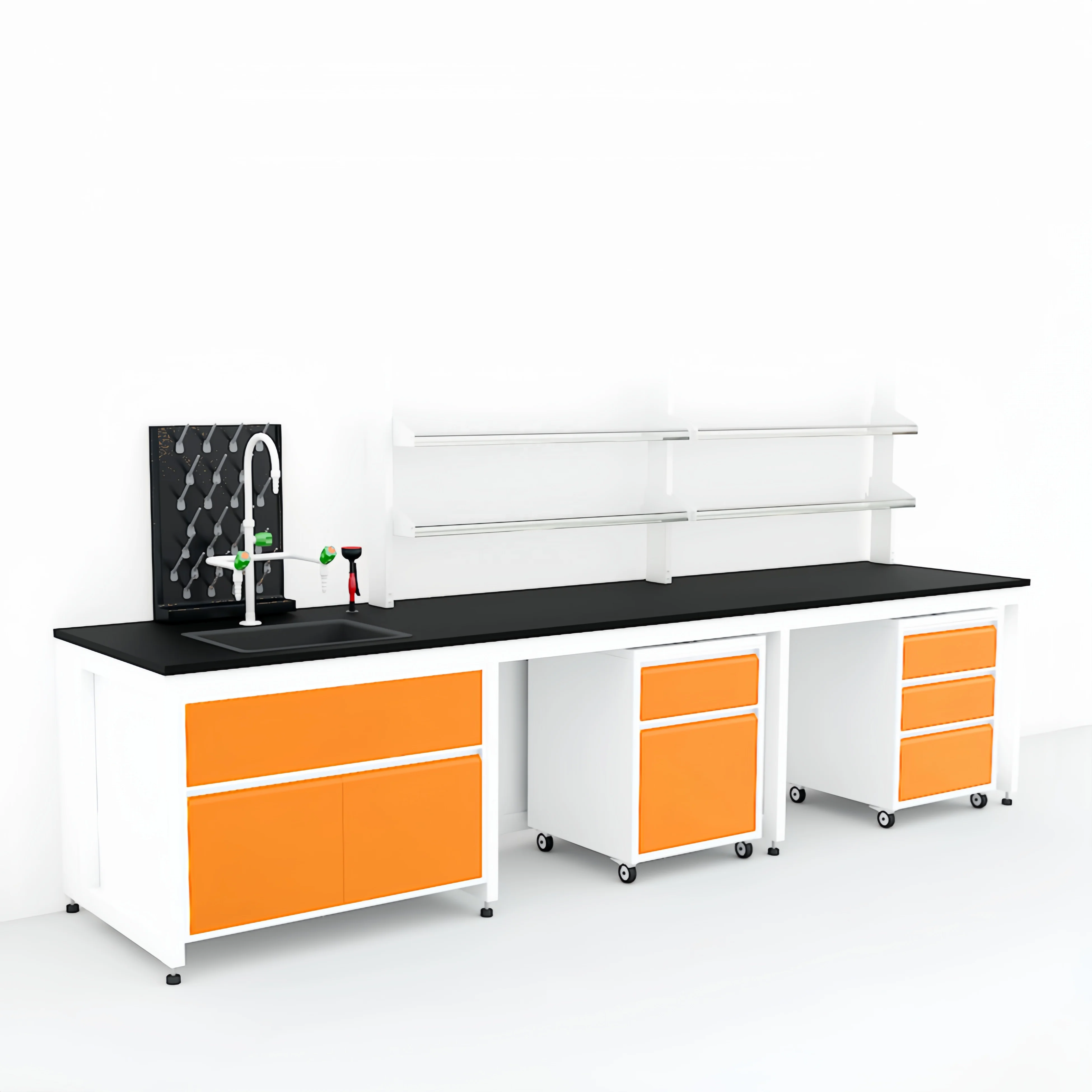 Orange Mobile Modular Chemical-Proof Laboratory Furniture H-Frame Lab Work Bench