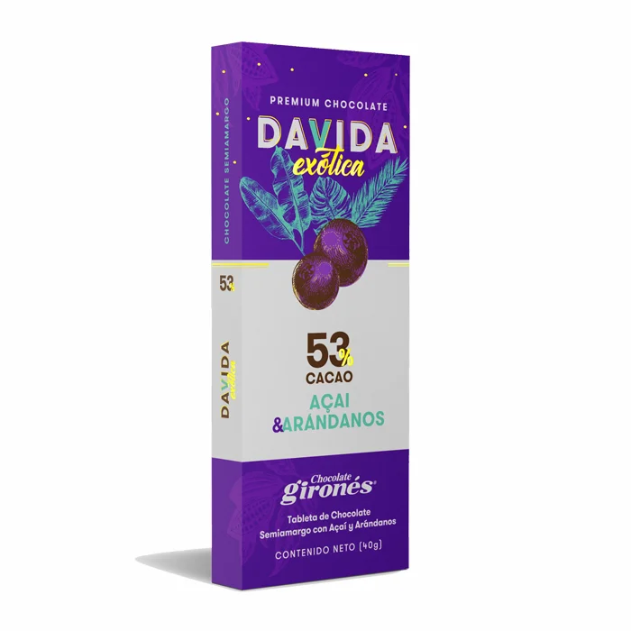 Приятный Гладкий сладкий шоколад DAVIDA 53% какао с колумбийскими фруктами акаи и клюква впечатляющий вкус
