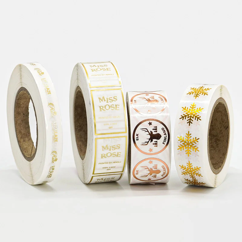 Custom Printing Waterproof Vinyl Gold Foil Logo Cosmetic Private Packaging Thank you Transparent Clear Label Stickers Roll Maker