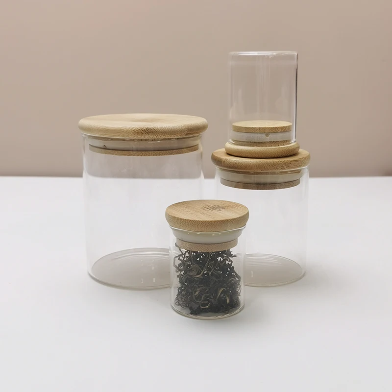 Manufacturer Empty Candle Body Butter Cookie Honey Spice Storage Canning Bamboo Lid Glass Ginger Jars And Containers