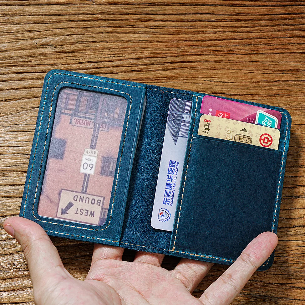 New Arrival Genuine Cowhide Certificate Card Holder Full Grain Leather with Authenticity Certificate for ID or Credit Cards