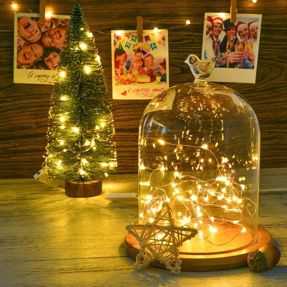 mini Decor Firefly Battery Twinkle luces de navidad 50m 100m LED Micro Silver Copper Wire christmas String Fairy Light