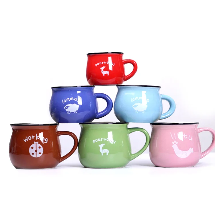 
Hot 350ml Cartoon Glossy Stoneware Glaze Tea And Coffee Cups Ceramic Mugs 