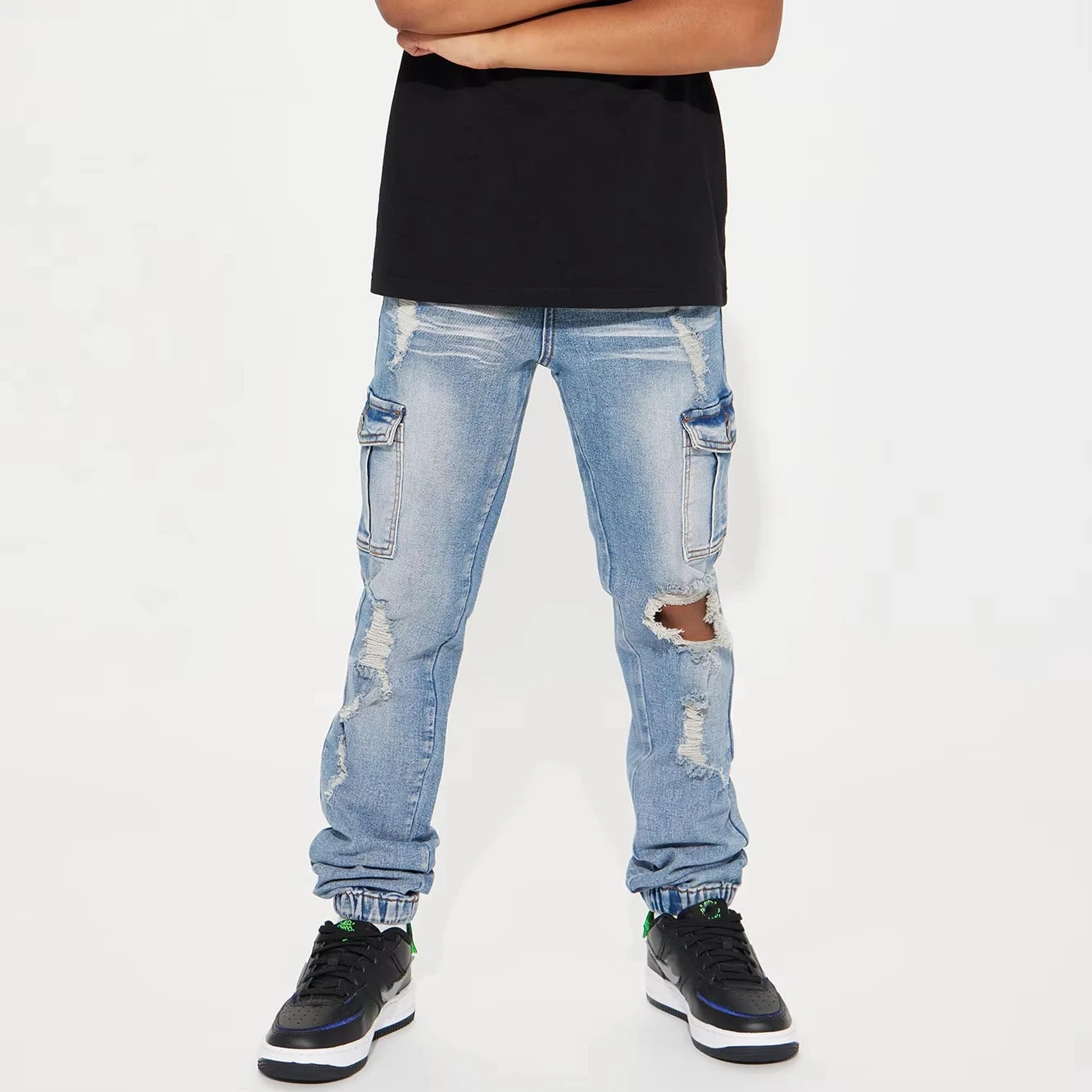 Custom 2024 Mini Trouser Cargo Jogger Light Wash Fashion Nova Kids Pants Jeans Fashion Nova