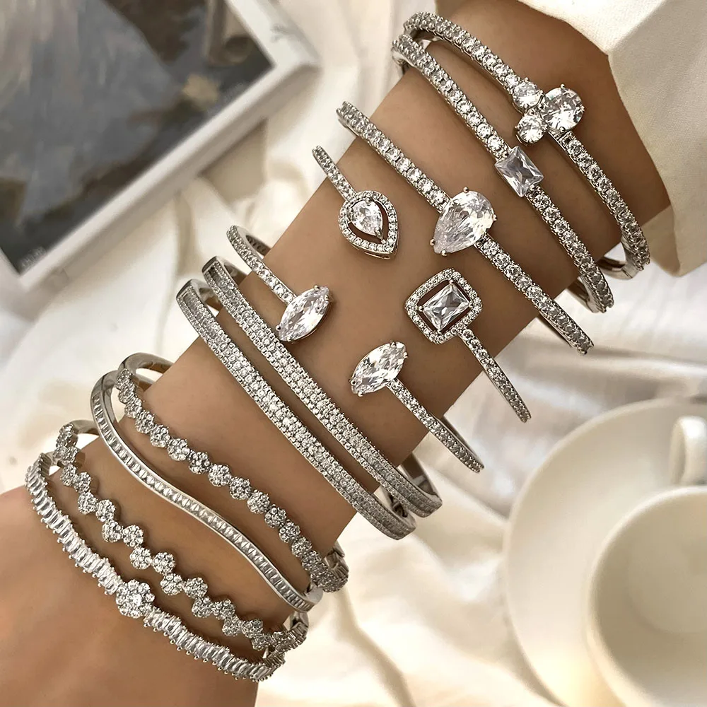 dubai gold plated jewelry cubic zirconia wedding bangle bracelet