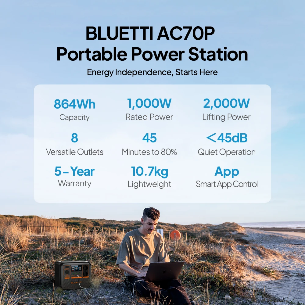 Солнечная генераторная батарея Bluetti 1000 Вт 2000 110 В 230 электростанция для кемпинга портативная солнечная