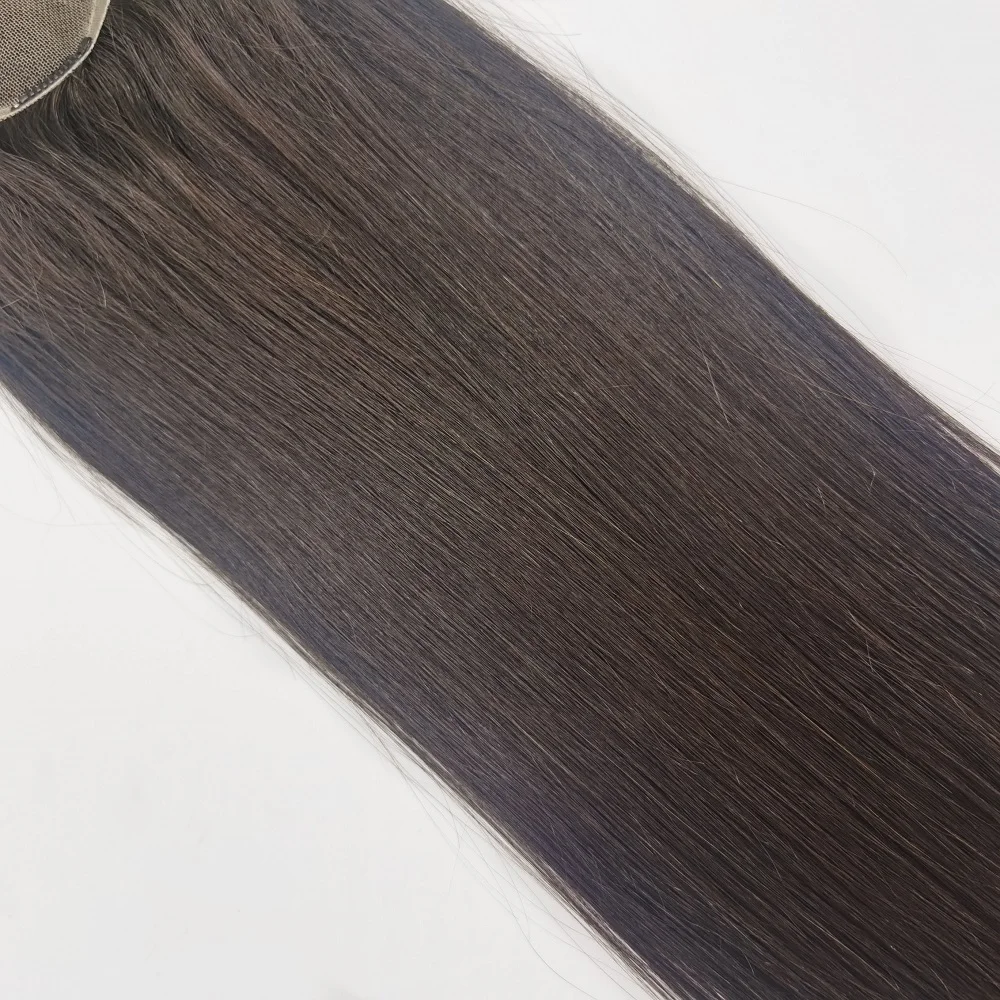 Wholesale factory High Quality toupee hair replacement system hidden knot lace based topper human hair