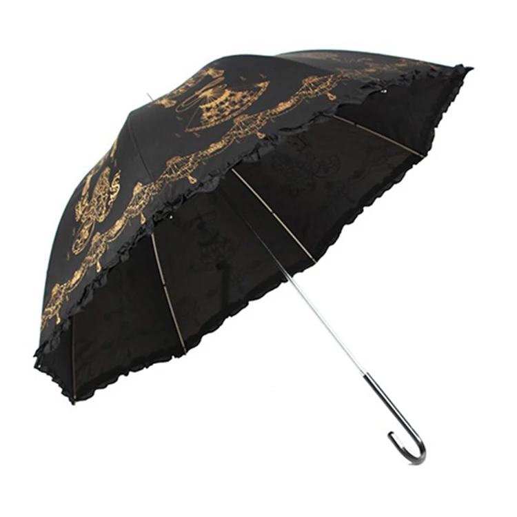 Customised Wedding Decoration Black Straight Bony Umbrella