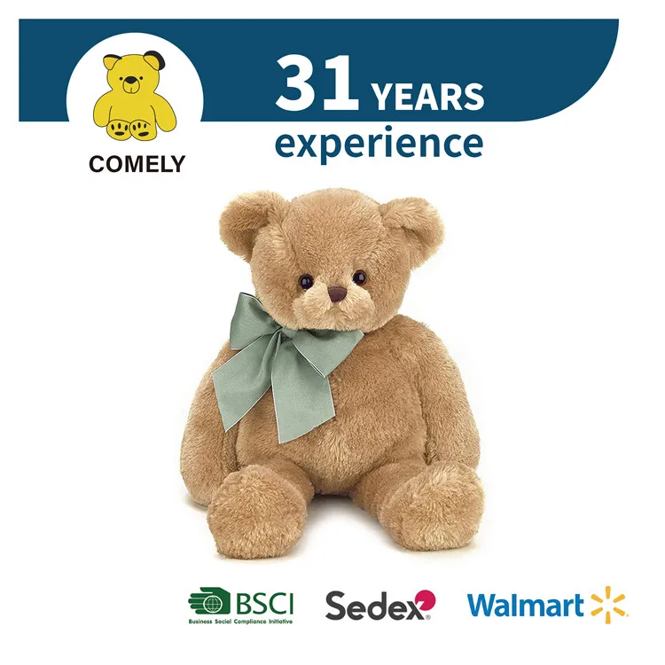 Wholesale customized baby soft stuffed toy doll skin gift light plush animal brown teddy bears