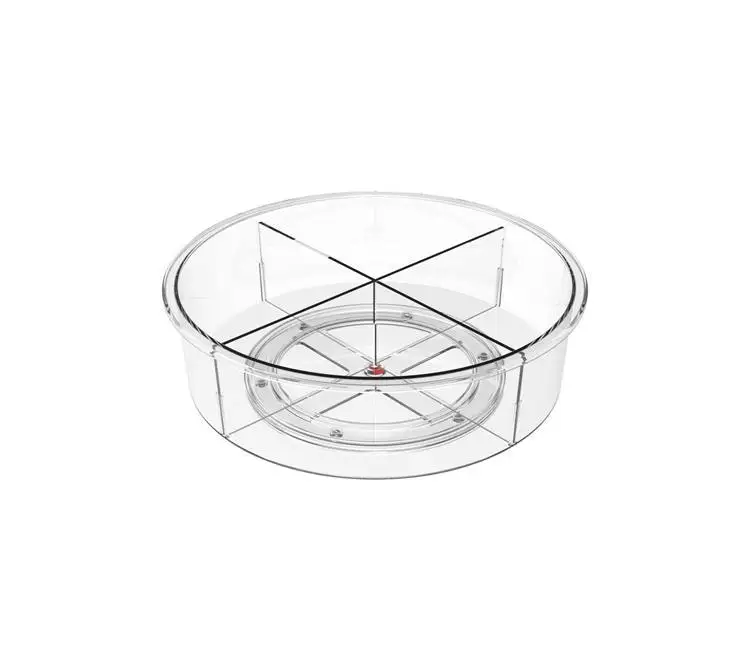 Clear plastic turntable lazy susan for kitchen food containers 3 compartment