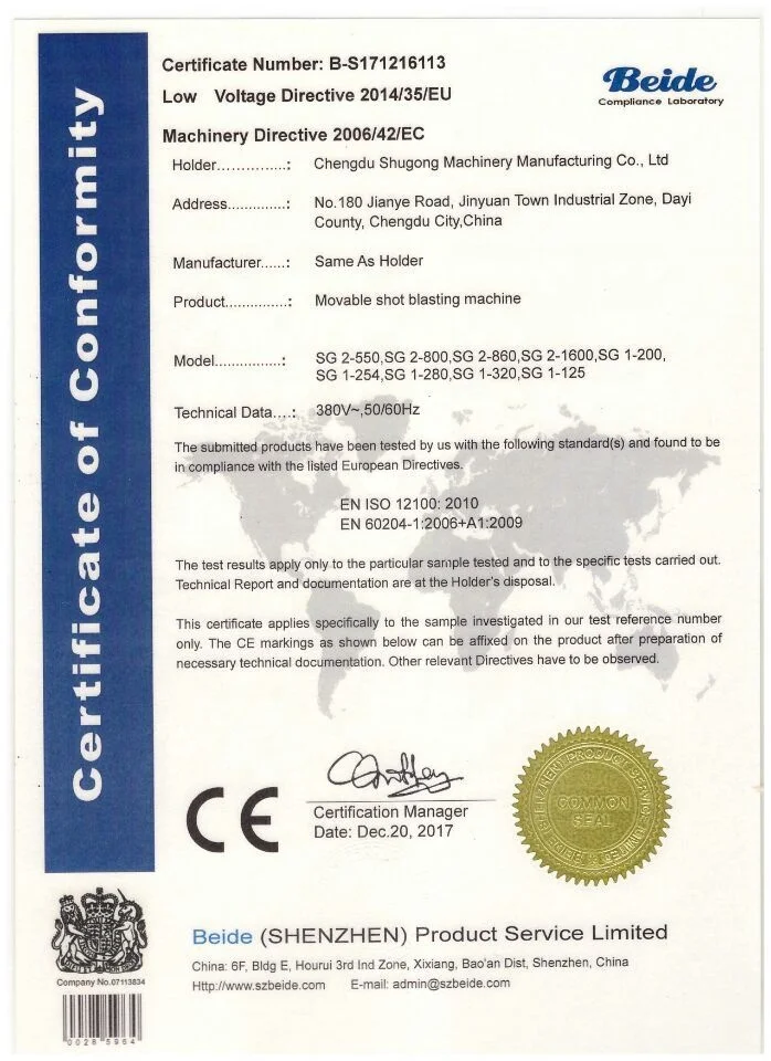 CE/ISO approved steel shot or steel grit shot blast cleaning machine abrator