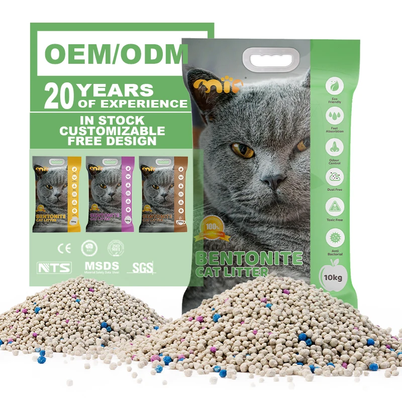 Factory Direct High Absorbency Clay Low Dust Easy to Clean Up Good Deodorization Effect Bentonite Cat Litter