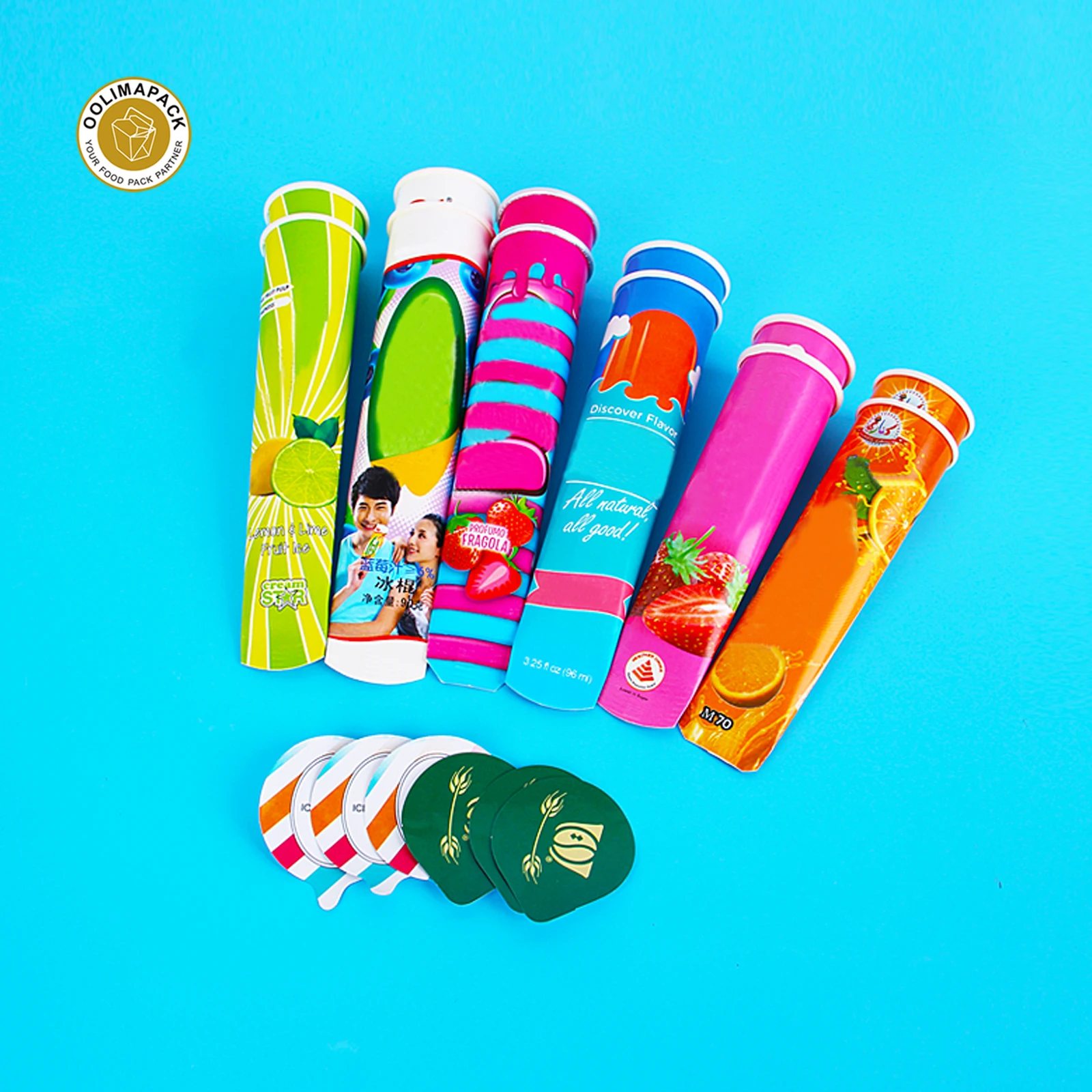 OOLIMA PACK New Arrival Calippo Packaging Tube Logo Printed ice cream caplippo tube