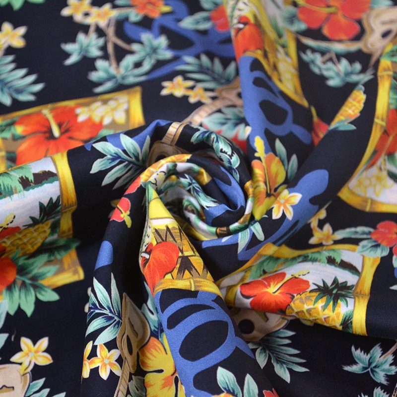 High Quality Customized Cotton Fashion Printed Dress Shirt 100% Cotton Satin Fabric