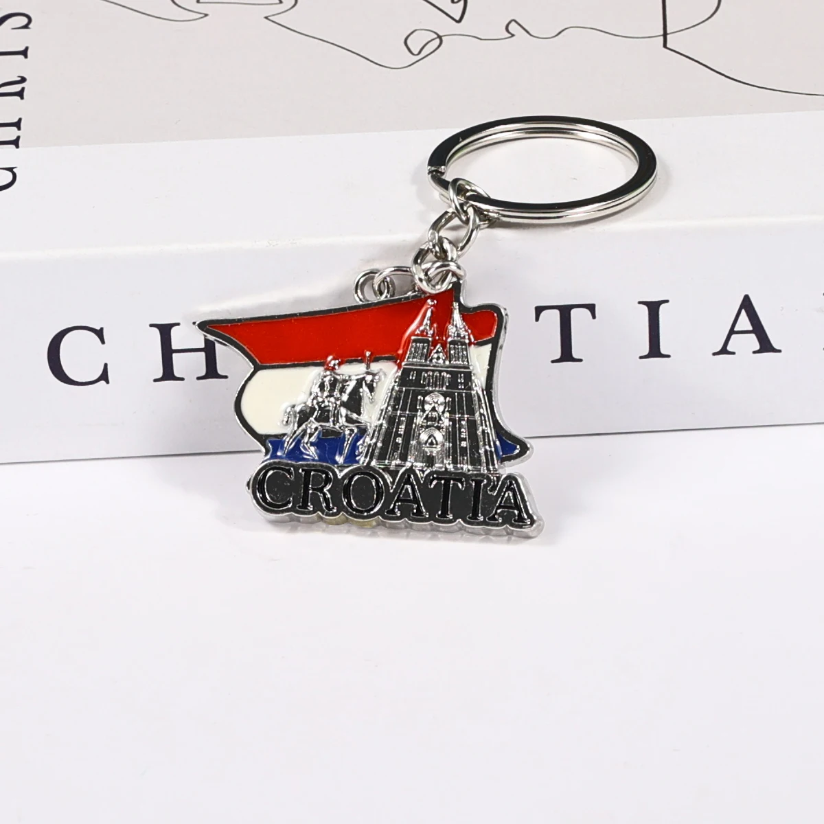 Factory Price Customized Nickel Enamel Keychain Zinc Alloy Metal Die Casting  Key Rings Croatia Tourist Souvenir Gifts