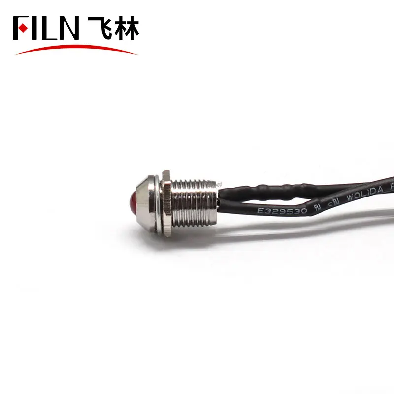 FILN 8MM 220V Yellow Green Kitchen Equipment Metal Led Indicator Lights Screw Terminal With Wire Leading