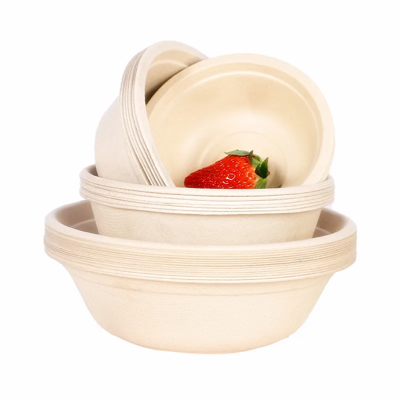 Custom Eco-friendly Food  Paper Salad Bowl Sugarcane pulp Paper Tableware