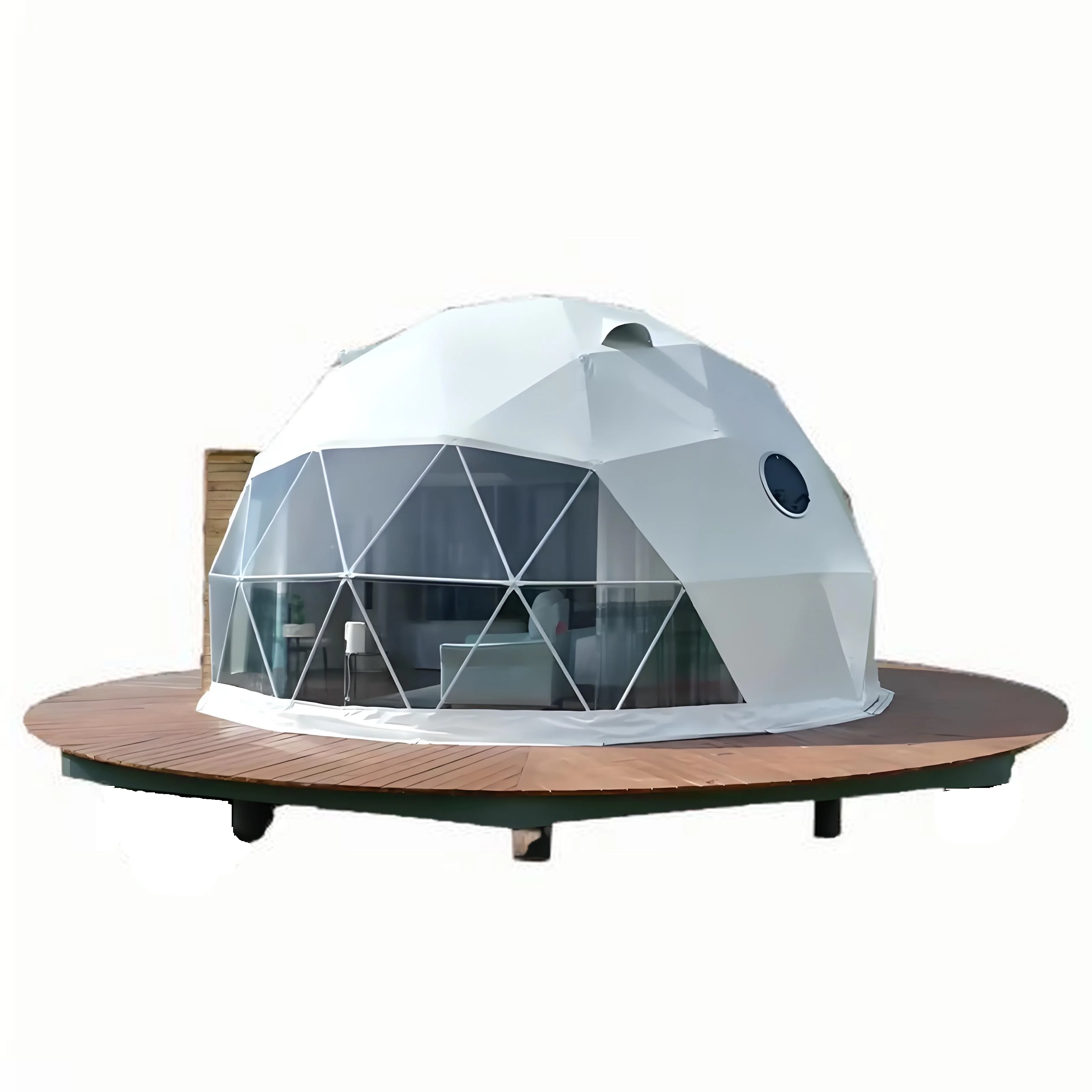 Eco-friendly PVC Half Circle Geodesic Dome Tent Prefabricated Plastic Camping Outdoor Waterproof Glamping  Hotel