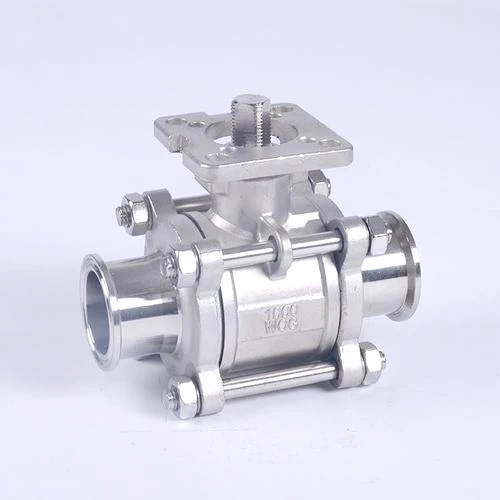 304 stainless steel High platform Fast installation 3pc  ball valve DN15 DN20 pneumatic 3 way ball valve panel