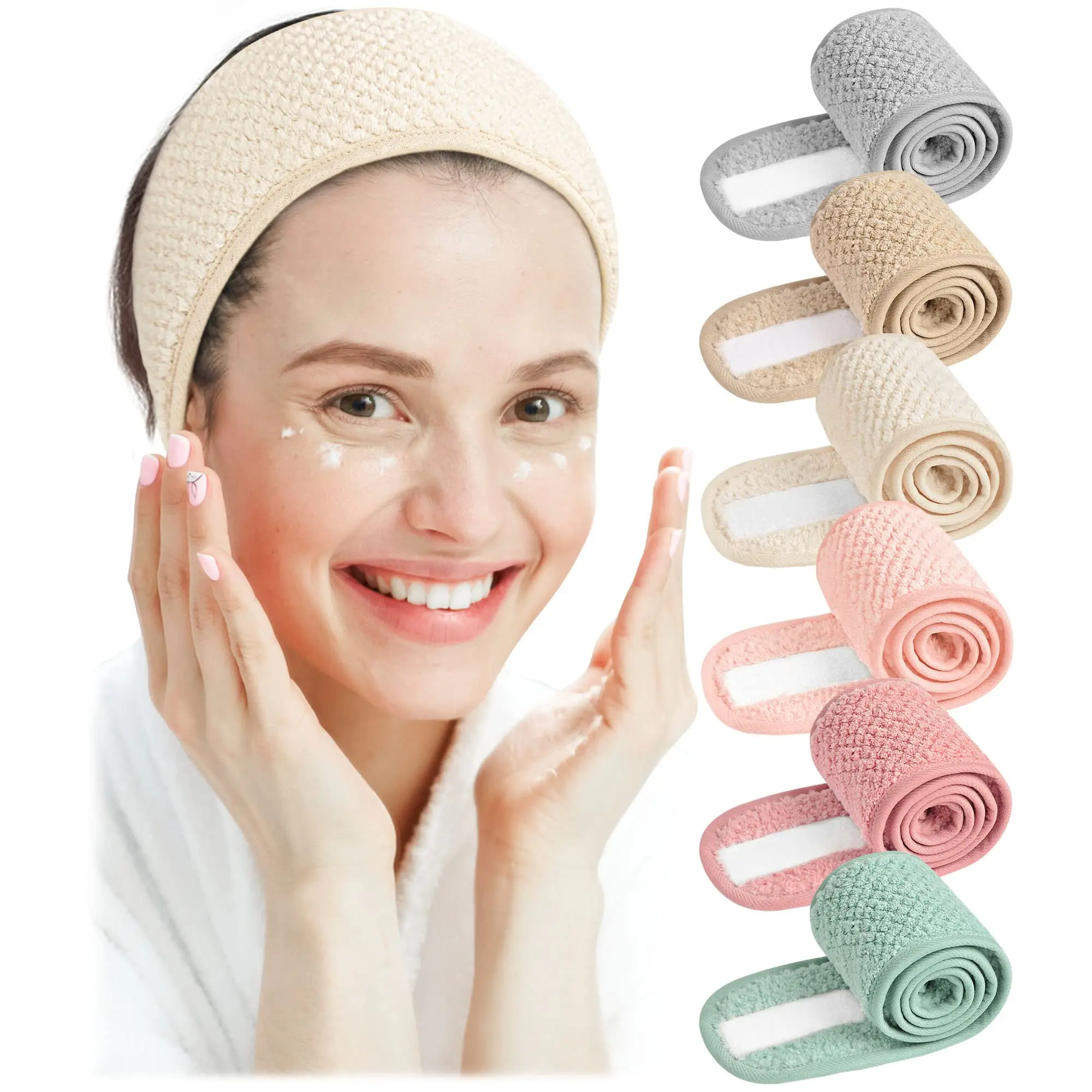 Spa Headband Gentle Microfiber Hairband Soft Absorbent Breathable Adjustable Stretch Makeup Headband for Face Washing Shower