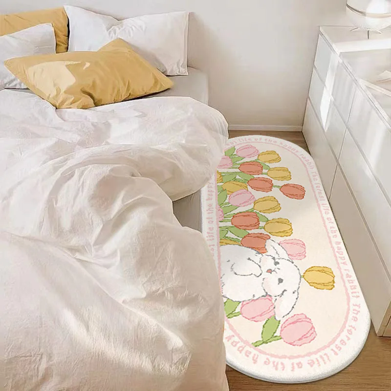 Custom Printed Shaggy Soft Warm Long Runner Carpet Anti Slip Cute Thickened Cashmere Kids Room Bedside Rug