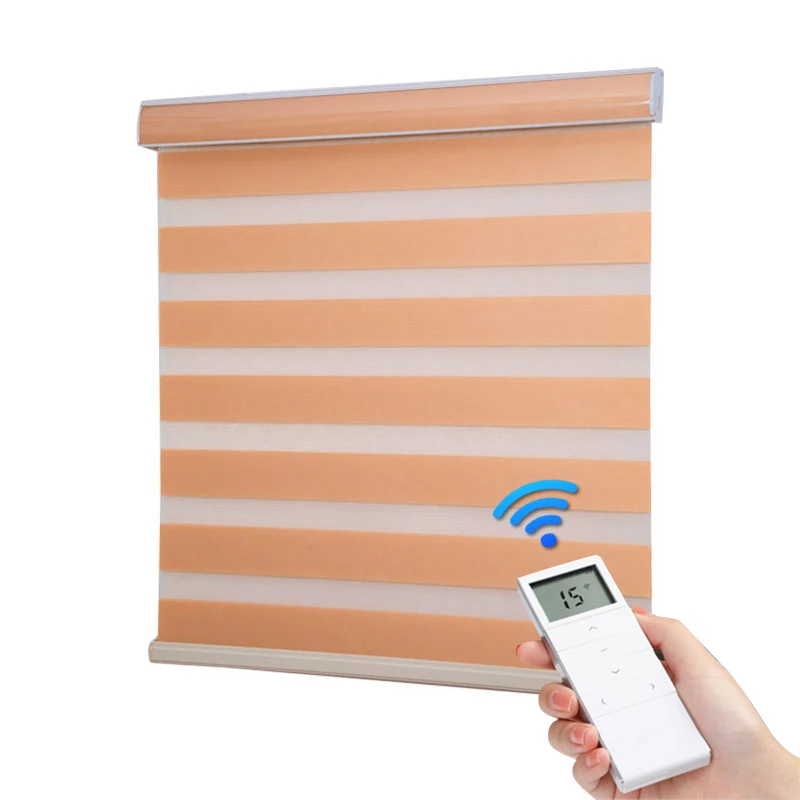 Wifi Control Motorized inside Roller Window Motorised Automatic Smart ready made zebra blind