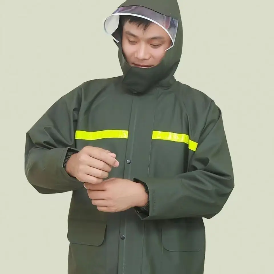 Waterproof Hooded Raincoat Double Cuffs contain 6 Air Vents Breathable Raincoat