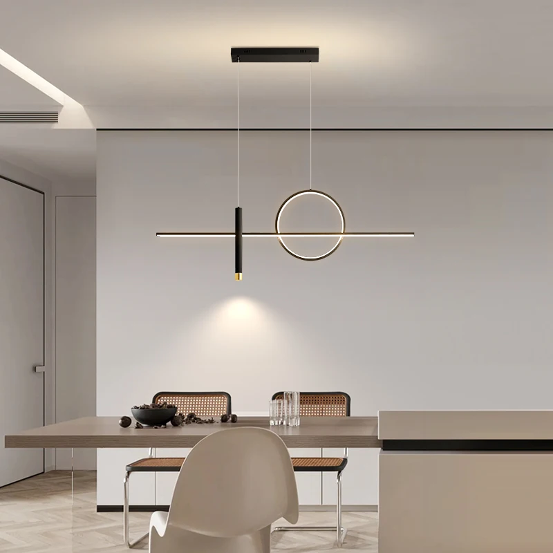 Nordic long chandelier led modern chandelier restaurant living room kitchen office shop bar cafe long strip chandelier