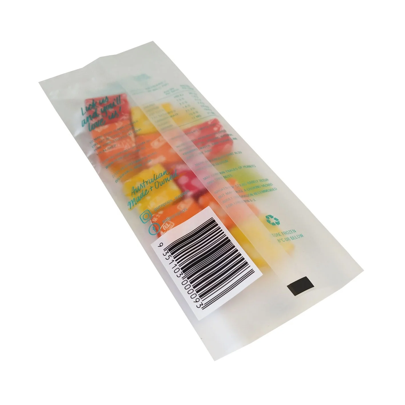 Customise digitally printed aluminum foil 3 side seal plastic pouches for chocolate sticks