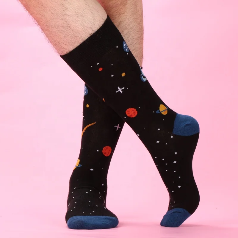 Popular custom jacquard crew socks for men